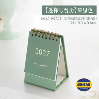 100%Ready Stock🇲🇾 2027 Green Colour Calender [2026July-2027Dec] Kraft Paper Calender Table Desk Daily Weekly Planner 4Size(MiniSML)