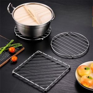 Stainless Steel Round Square Placemat Pan Pot Mat Holder Stand Hot Placemats Cookware Mats Drink Coasters Kitchen Tools