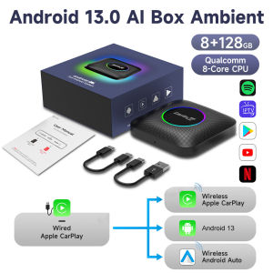 Carlinkit CarPlay Ai กล่องทีวีไร้สาย Android 13 8+128GB QCM 8-Core 6225 Android Auto YouTube Netflix IPTV 4G LTE TBOX-LED Ai Box ซิม