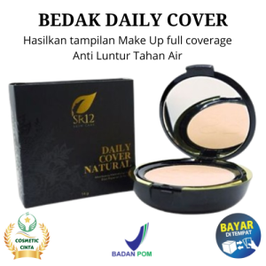Bedak Padat SR12 Daily Cover Natural SPF 30 - Full Coverage Anti Luntur Tahan Air Warna Natural/Sheer Pink