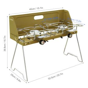 2000W ตั้งแคมป์กลางแจ้งเตาอบพับแผงหน้าปัดสะดวกหัวเตาคู่ใช้เตาแก๊สคู่