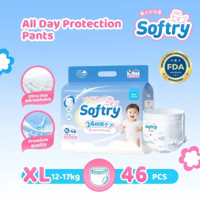 Softry แพมเพิสน้องใหม่ ซึมซับเร็วพิเศษ แห้งสบายตลอดวัน แพมเพิสแบบสวม M-4XL