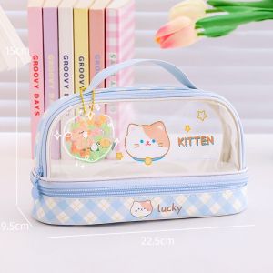 kotak pena lucu tempat pensil dan pulpen kawaii dual slot wadah pensil