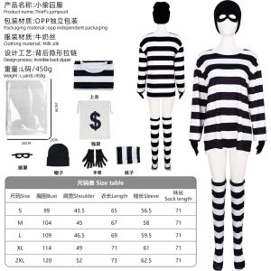 Gifts Cross-border New Products Halloween Thief Cosplay Set Long Sleeve Striped Costume Cosplay Stage Performance Costume