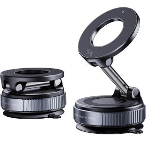 Adjustable & Foldable Magnetic Phone Holder N52 Magnet 360° Rotatable Vacuum Suction Cup Mount for Dashboard Bathroom Tiles Glass Surfaces - ABS Material Car Phone Holder