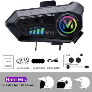 Y10-2x Motorcycle Helmet Bluetooth Headset BT5.3 Waterproof 1000mAh Phone Device Music Player Communicator Speakers