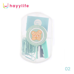 HAYYLIFE Mini Stapler Set 3in1 – Stapler Cute + Klip Kertas Sekolah & Kantor HL-AIB727