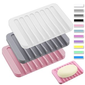 Silicone Soap Dish Eco-friendly Soft Silicone Bathroom Plate Holder Tray Storage