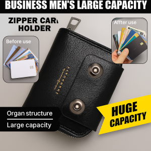 ที่ใส่บัตรธุรกิจสำหรับผู้ชาย ที่ใส่บัตรหนังแท้พร้อมช่องใส่หลายช่อง กันน้ำและทนต่อการสึกหรอ กระเป๋าสตางค์พกพาปิดด้วยแม่เหล็กป้องกันการโจรกรรม RFID