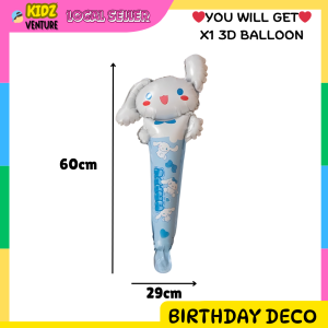 (READY STOCK) Belon Panjang Stick Sanrio Theme Hiasan Birthday Party Decoration Long Balloon Cute Kids Toy 三丽鸥生日派对装饰棒状气球