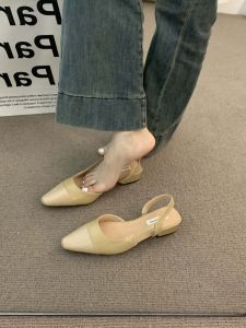 Free Shipping Low-Heeled Closed-Toe Sandals For Women Fashionable Summer Outdoor Wear Pointed-Toe Gentle And Elegant Style Perfect With Dresses