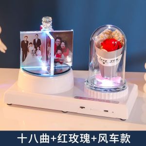 ของขวัญสั่งทำสร้างสรรค์กล่องดนตรีของขวัญสำหรับแฟนสาวภรรยาและสามีในวันครบรอบแต่งงาน/USB ขับเคลื่อนการหมุนอัลบั้มรูปอัตโนมัติ18แทร็กเพลง