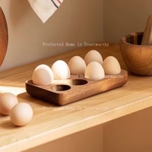 OnlyF U Egg Storage Tray Solid Wood Egg Tray Kitchen Household Refrigerator Creative Breakfast Egg J6H9P