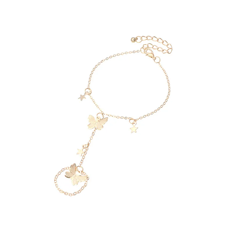 Gold Star Butterfly Slave Bracelet Hand Accessories for Women