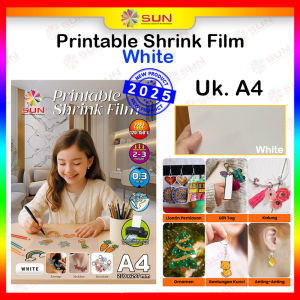 Sun Printable Shrink Film Translucent (Transparant) / White Uk. A4 DIY Craft AKsesoris Support TInta Dye / pigment / Dura