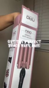 Máy uốn tóc 1 inch 2 mức nhiệt 320 ° F/410 ° F Máy tạo sóng tóc ba đầu bằng gốm tạo kiểu tóc xoăn sóng biển điện áp kép 110-240V tự động tắt kèm găng tay màu vàng hồng.