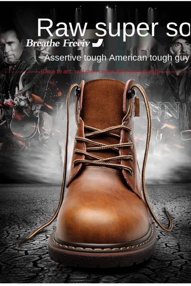 New Mens Boots Genuine Leather Men Shoes Fashion Motorcycle Boots
