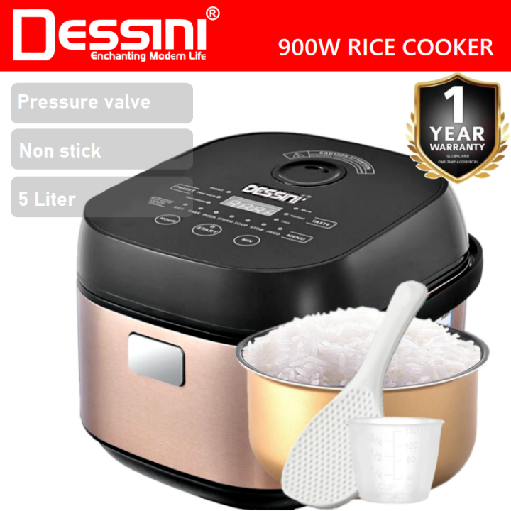 DESSINI ITALY 7IN1 5L Electric Digital Rice Cooker Non-stick Stainless ...