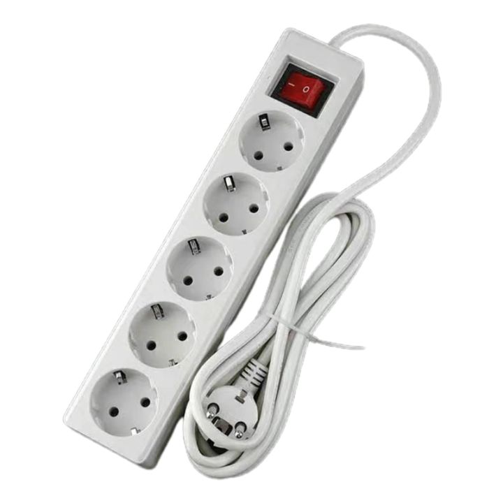 EU Standard German Type Extension Socket Power Strip 2 Pin Plug Multiple  Hole Outlet Adapter With LED Indicator Switch