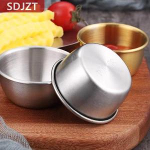 [COD] SDJZT ถ้วยน้ำจิ้มสแตนเลส304ซอสทรงกลม50 60มล. ถ้วยเครื่องปรุงขนาดเล็กแบบใช้ซ้ำได้ถ้วยน้ำจิ้ม