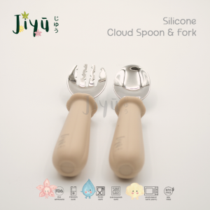 JIYU [JC-010] Silicone Stainless Cloud Spoon & Fork / Sendok & Garpu Silikon Stainless BPA FREE