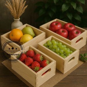 Pine Wood Basket with Handle & Custom Sizing