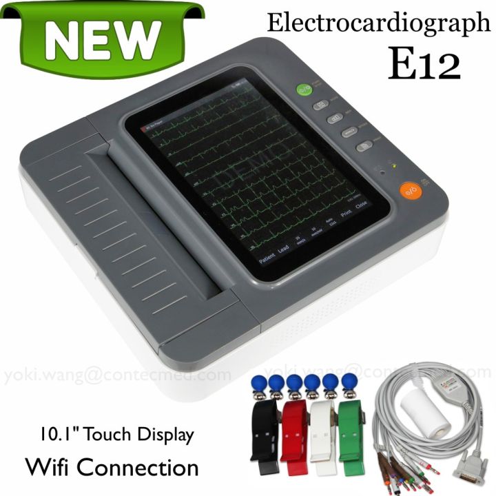 CONTEC E12 Electrocardiograph 12 Channel 12 Lead ECG/EKG Machine 10.1 ...