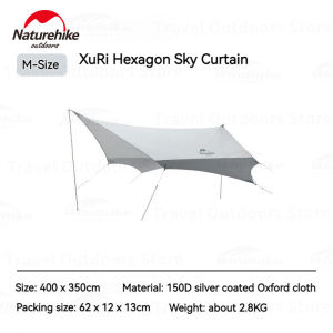 Flysheet Hexagon Naturehike NH22ZP009 400x350cm Waterproof Canopy Tarp Full Set Atap Tenda Camping Piknik Dengan Tiang