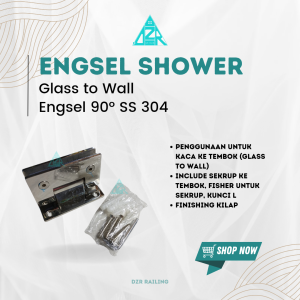 Engsel shower kaca ke tembok glass to wall 90 derajat stainless steel 304 kilap Engsel shower kamar mandi kaca ke tembok Ss 304 kilap