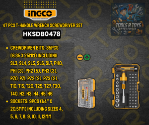 INGCO 48 PCS T-HANDLE WRENCH SCREWDRIVER SET | HKSDB0478 | TOOLSRTOYS | ING-HANDTOOLS