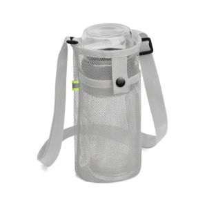 Crossbody Water Bottle Storage Mesh Bag with Adjustable Strap Portable Bottle Carrier for Hiking Gym Camping