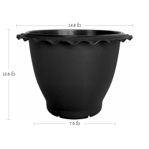 กระถาง กระถางต้นไม้ กระถางบัว ปากจีบ 14 นิ้ว สีดำ 5 ใบ ชิ้น อัน