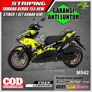STRIPING STICKER ALL NEW AEROX CONNECTED 155 NVX BAHAN VINYL KODE M942
