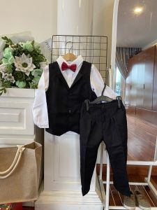 Bộ quần áo ghi lê âu phục bé trai cho bé từ 1 đến 8 tuổi 10 kích cỡ ghile cho bé yêu nhà bạn ra dáng soái ca