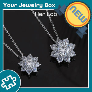 Her Lab Jewelry | s925 sterling silver diamond sunflower necklace genuine moissanite petal pendant real diamond 100% passed the diamond detector snowflake ladies pendant necklace high-end jewelry gift