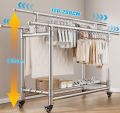 ATO 304 Stainless Steel Folding Clothes Hanger Drying Rack with Wheels Shoe Hanger Rak Penyidai Baju. 