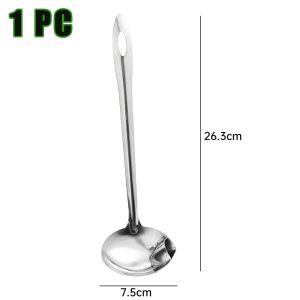 5ชิ้นซุปสแตนเลสน้ำมันไขมันทัพพีช้อนตักซุปโคแลนเดอร์สำหรับห้องครัวที่มีฉนวนกันความร้อนกันความร้อนป้องกันการลวก