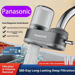 Panasonic water purifier faucet filter dechlorinating household tap water direct drinking pre-filter kitchen universal comes with 2 filter cartridges.