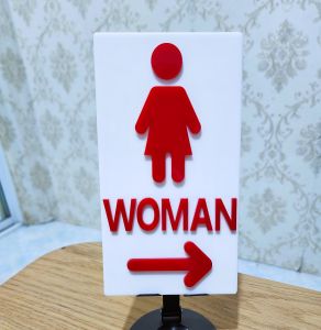 Toilet ป้ายห้องน้ำ ป้ายห้องน้ำรวม ชาย-หญิง มีลูกศรบอกทาง ซ้าย+ขวา สไตล์มินิมอล ติดนูนมีมิติ พร้อมส่ง