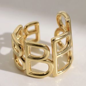 แหวนตัวตัวอักษรบีสไตล์เกาหลีฟรีไซส์แฟชั่นใหม่ใส่ได้ไม่เบื่อแบบเรียบง่ายสวย