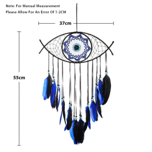 3PCS Keychain Blue Eyes Devils Eye+Bohemian Style Devils Eye Wall Decoration Blue Black Feather Tassel Design Bedroom Bedhead Living Room Wall Creative Decoration