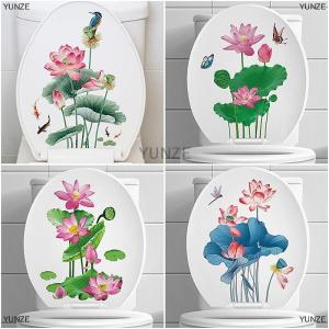 [COD] YUNZE WC Stickers Toilet Plant Floral Wall Sticker For Bathroom Toilet Lid Sticker Decal Self Adhesive Mural Home Decoration