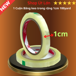 1 Cuộn Băng keo trong rộng 1cm 100yard nặng 33gram lõi giấy 3mm