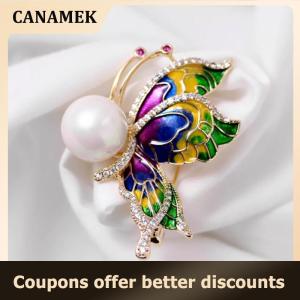 【 CANAMEK 】 Fashion Elegant White Pearl Butterfly Brooch Elegant Light Luxury Corsage Pins Versatile Jewelry Clothing Accessories Gifts