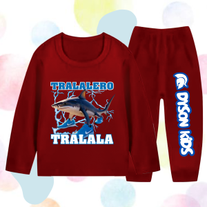 Baju Kaos Set Piyama Tidur Anak Laki Laki Tralalero Anomali Tung Tung Sahur T-Shirt - Celana Panjang