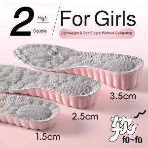 【Mugwort Increases Height+Deodorizes+Antibacteria】Soft Elastic Shock Absorption Internal Height Increase Height Increasing Patch Booster Cushion Antiodor Sweat Absorption Not Tired Feet Sporty Style Invisible Height Increasing Insoles