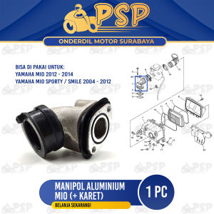 Manipol Aluminium Mio + Karet - Manipul Manifold Intake Intek Insulator Karbu Diral Mio Sporty Smile