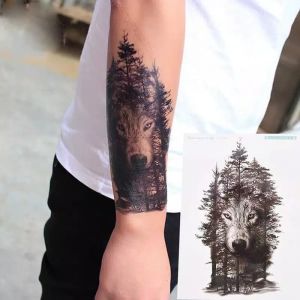 LC-574 Tato Temporer Temporary Tattoo Palsu Motif WOLF SERIGALA HUTAN Tahan Air