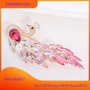 READY STOCK✨ Fashion Animal Rhinestone Crystal Peacock Brooches For Women Clothing Coat Jewelry Accessries Gifts