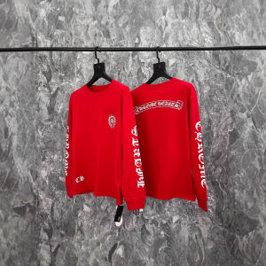 เสื้อยืดแขนยาวคอกลมสีแดงรุ่น Limited Edition ของ Chrome Hearts รุ่นใหม่สำหรับฤดูใบไม้ร่วง สวมใส่สบาย เหมาะสำหรับทั้งชายและหญิง